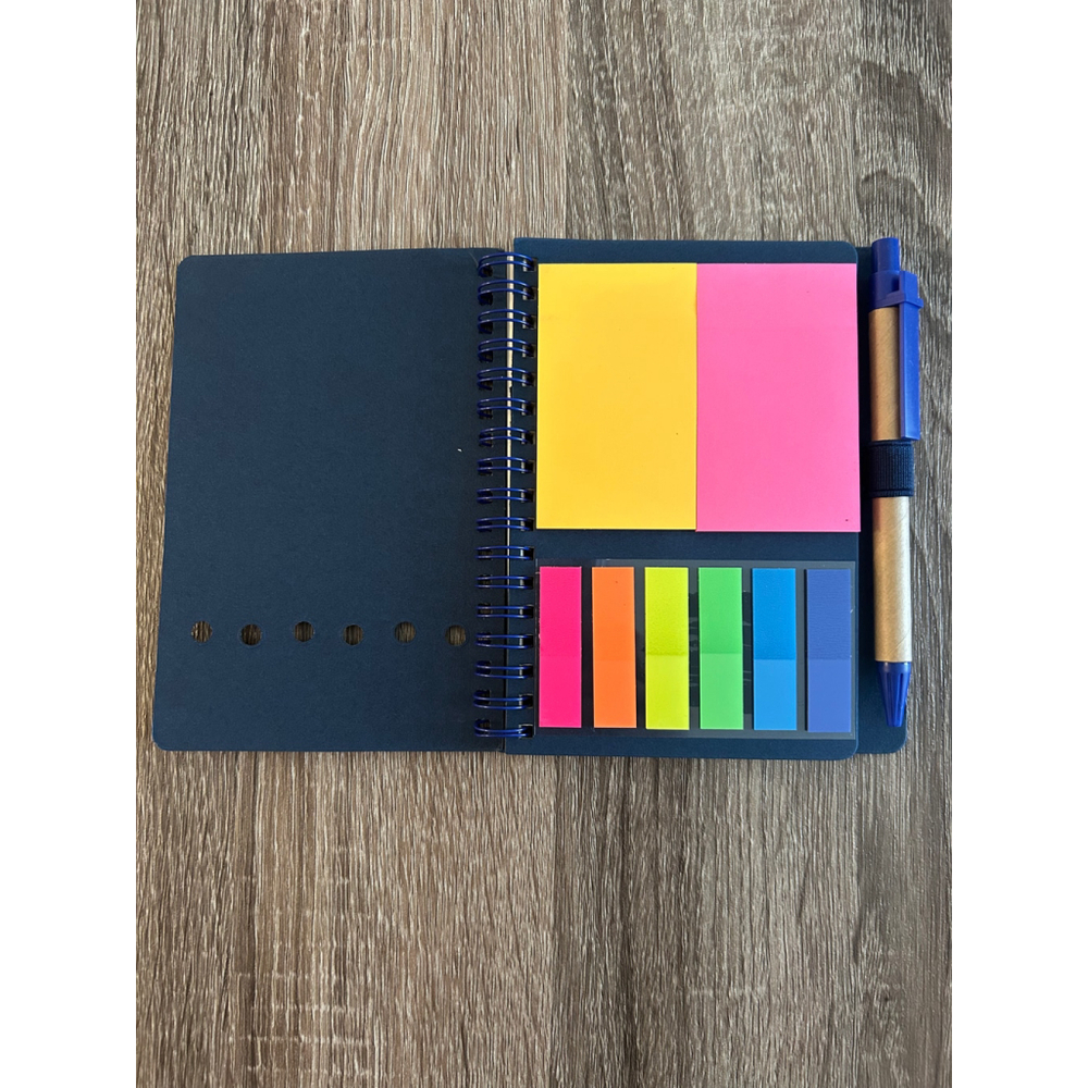 Kraft Spiral Notebook with Rainbow Accent and Pen (Navy) - Picture 2 of 4